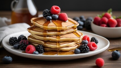 pancakes with berries and blueberries