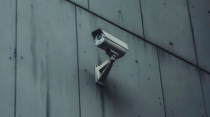 Camera Mounted on Urban Building Facade with Soft Light