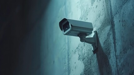 Urban Camera Mounted on Building Facade in Soft Light