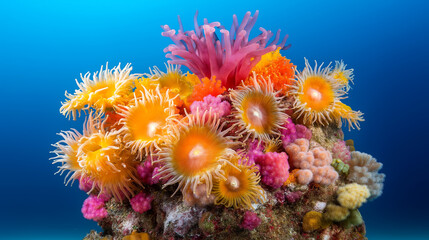 Obraz premium Vibrant coral reefs bursting with colorful life in a pristine underwater ecosystem