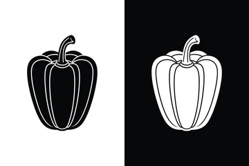 Bell pepper icon vector on White Background ,Vector Art Illustration on white background.