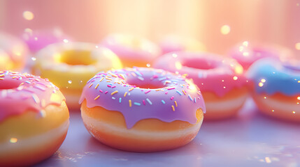 Colorful donuts delight bakery food photography sweet treats. Dewlight. Illustration