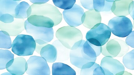 Abstract watercolor painting; blue and green organic shapes