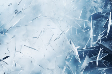 Obraz premium A minimal yet artistic arrangement of frosted glass shards and delicate snowflakes scattered on a smooth, icy surface