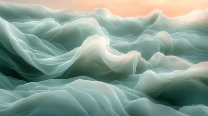 Obraz premium Abstract ethereal fabric waves in soft pastel colors.