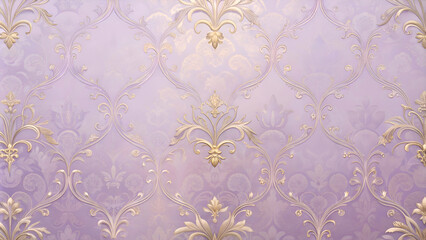 Fototapeta premium Elegant lavender wallpaper with gold accents.