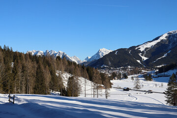 Beauty of mountains nature in winter season