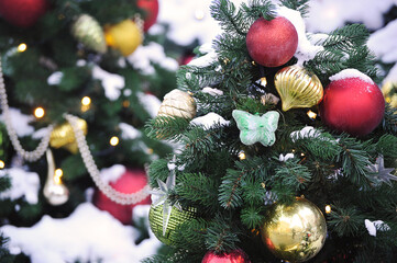 abstract Christmas background - Christmas tree decorations