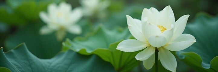 Fototapeta premium The Thousand-petalled Lotus is delicate and divine, elusive and unattainable, bringing harmony and good luck. Copy space. Perfect for Backgrounds, Postcards and Banners.