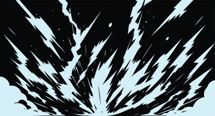 Cartoon lightning animation. Animated frames of electric strike, magic electricity hit and thunderbolt effect vector illustration set. Game asset collection of blue glowing storm bolts