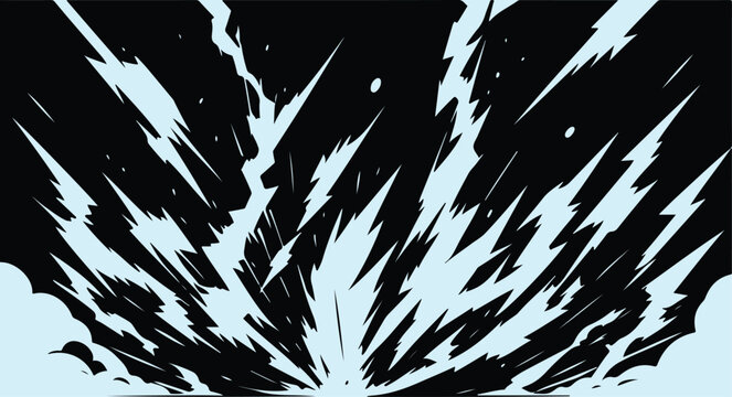 Cartoon lightning animation. Animated frames of electric strike, magic electricity hit and thunderbolt effect vector illustration set. Game asset collection of blue glowing storm bolts