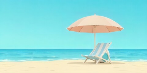 Beach Vacation Relaxing Chair Umbrella Ocean View