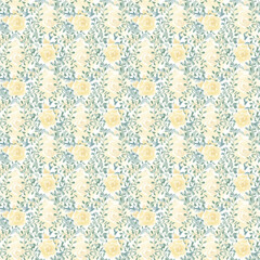 Blue roses, leaves. Garden plants. Watercolor roses. Seamless floral pattern. Roses, watercolor, texture. Home textiles. Tablecloth. Interior, wallpaper. Watercolor roses. Pink. Spring, summer. Flower