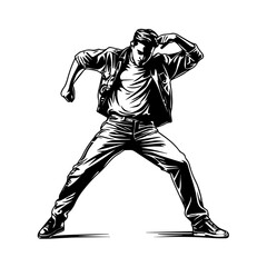 Fototapeta premium Black and white image of a powerful dance move, Hip hop dance