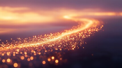 Obraz premium Golden sparkling trail across a dusky sky.