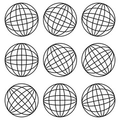world web icon, earth globe icons . website icon for contact icons,  globe earth. Linear globe , Globe icons in different angles.  eps10