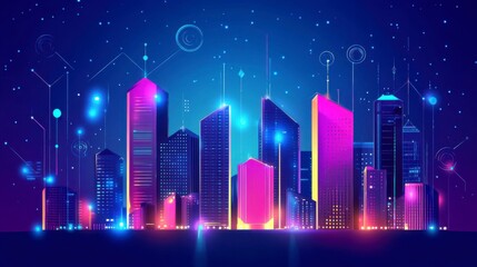 Vibrant Digital Metropolis: A Futuristic Cityscape of Tomorrow