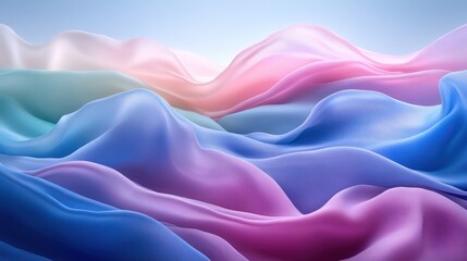 Obraz premium Abstract pastel colored silk or satin fabric drapes in soft waves and folds.