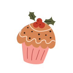 cupcake vector illustration . christmas cupcake