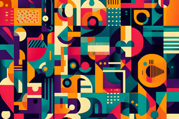 Vibrant and colorful abstract pattern in various shades and shapes, perfect for creative design projects