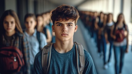 Group of People Forming Human Chain with Determined Expressions