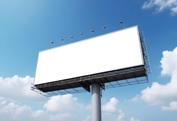 Obraz premium Large blank billboard providing advertising space against a bright blue sky with clouds