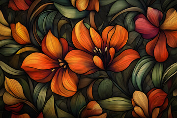 Vintage floral pattern illustration with colorful organic nature designs, perfect for spring season decor