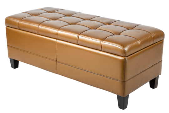 Stylish storage bench with shiny finish home interior furniture modern design aesthetic appeal, isolated on white or transparent background