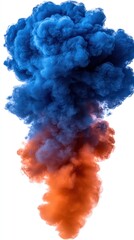 Fototapeta premium Abstract vibrant blue and orange smoke cloud.