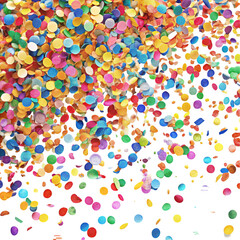 Colorful confetti background isolated on transparent background  
