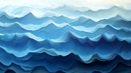 Obraz premium Layers of blue waves create a tranquil and artistic paper landscape in soft shades