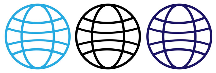World vector icons. Globe icon illustration,  Earth Illustration. Globe Symbol and planet sign. World Wide Web Sign ,Isolated, Variations, eps10