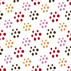 Colored circles on a white background. Children's seamless pattern, vector background. Ideal for fabric, textile, children's bedding, wallpaper, pajamas. Scandinavian style.