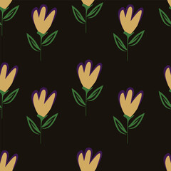 Cute hand drawn floral seamless pattern background