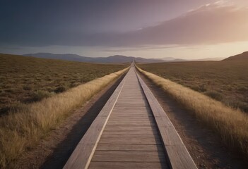 A dirt road through a valley with mountains in the background