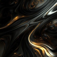 Stunning Black and Gold Abstract Fluid Art Design