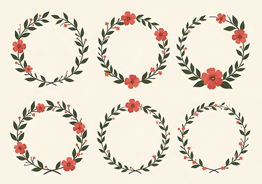 vintage floral frames wreaths vector illustration style featuring circular natural designs made blooming flowers laurel