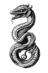 Obraz premium Basilisk black and white illustration