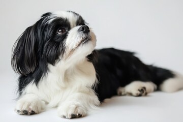 Adorable black and white Shih Tzu puppy