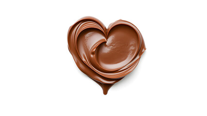 Obraz premium Chocolate cream in the shape of a heart on a white background.&nbsp;Generative AI