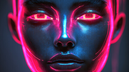 intelligent humanoid female robot face representing futuristic artificial intelligence robotic innovation and advanced technology design
