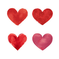 Heart watercolor painted. Hearts illustrated in watercolor. Vector icon.