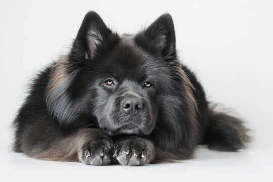 Majestic black dog resting peacefully.