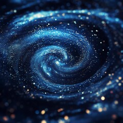 Abstract spiral galaxy with glowing particles in blue, ethereal and mesmerizing --v 6.1 Job ID: a5b93eaf-3a11-4649-ad16-cecc50510095
