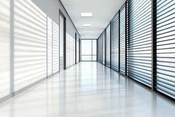 Modern Minimalist Office with Slatted Wall and Window Grilles