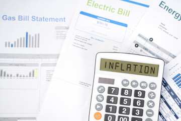 Electricity and energy bills by state monthly report close up.Recession concept.
