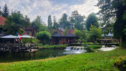 30 July 2024 Village of Rastoke Near Slunj in Croatia - Old Water Mills on Waterfalls of Korana River, Beautiful Countryside Landscape With River and Little Waterfalls in Rastoke Village, Croatia.