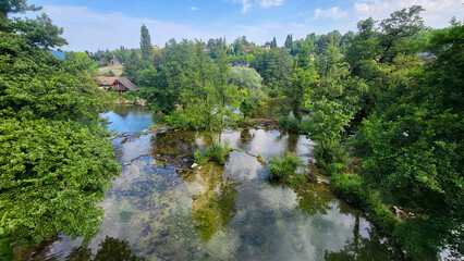 30 July 2024 Village of Rastoke Near Slunj in Croatia - Old Water Mills on Waterfalls of Korana River, Beautiful Countryside Landscape With River and Little Waterfalls in Rastoke Village, Croatia.