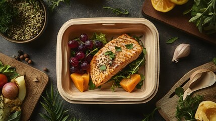 Biodegradable Sugarcane Fiber Clamshell Container with Eco-Friendly Food Props for Sustainable Dining