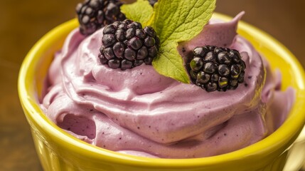 Scrumptious Purple Frozen Yogurt with Blackberries - A Delightful Summer Treat